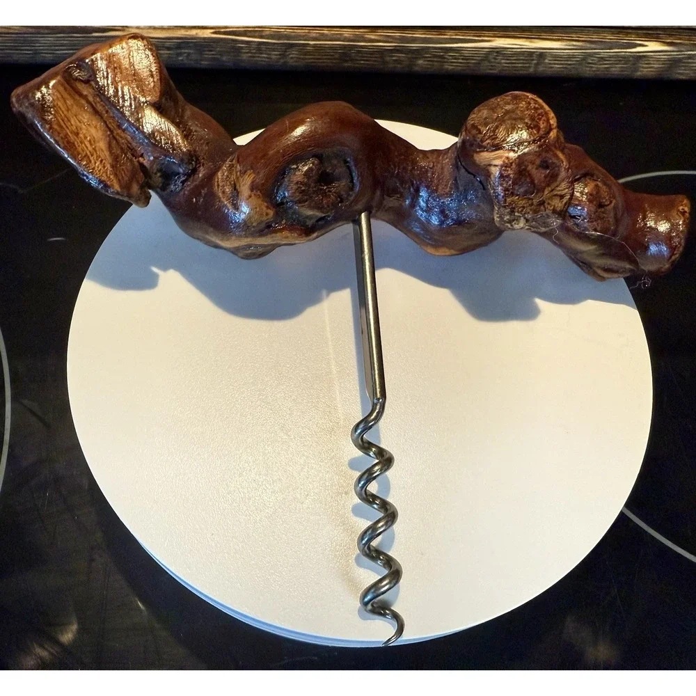 Burl Grape Vine Root Wood Cork Screw Wine Bottle Opener Brown Bar 6